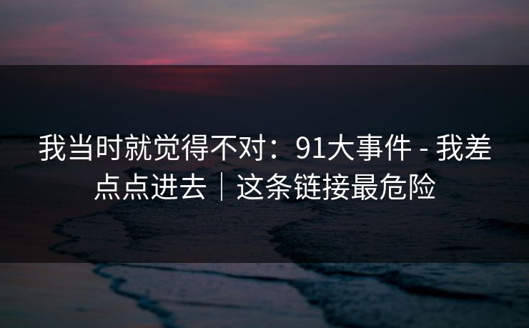 我当时就觉得不对：91大事件 - 我差点点进去｜这条链接最危险